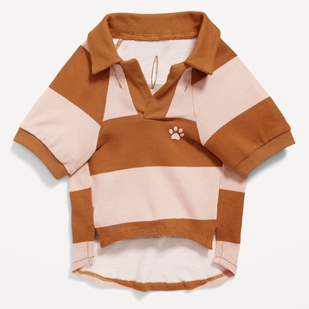 Striped Jersey-Knit Polo Shirt for Pets - Picture 2 of 3